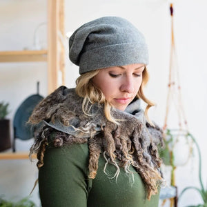 Infinity Scarf with Curly Locks in Gray/Brown