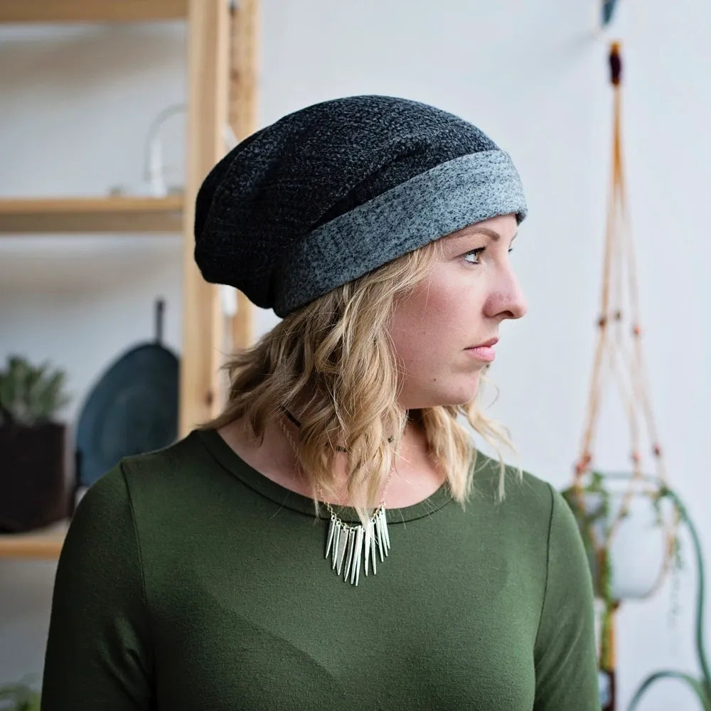 Slouchy Hat in Black/Gray