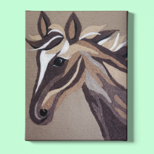 Horse Canvas Needle-Felting Kit | Color: Brown | 100% Wool & Recycled Plastic | 10 x 13 inches