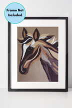Horse Canvas Needle-Felting Kit | Color: Brown | 100% Wool & Recycled Plastic | 10 x 13 inches