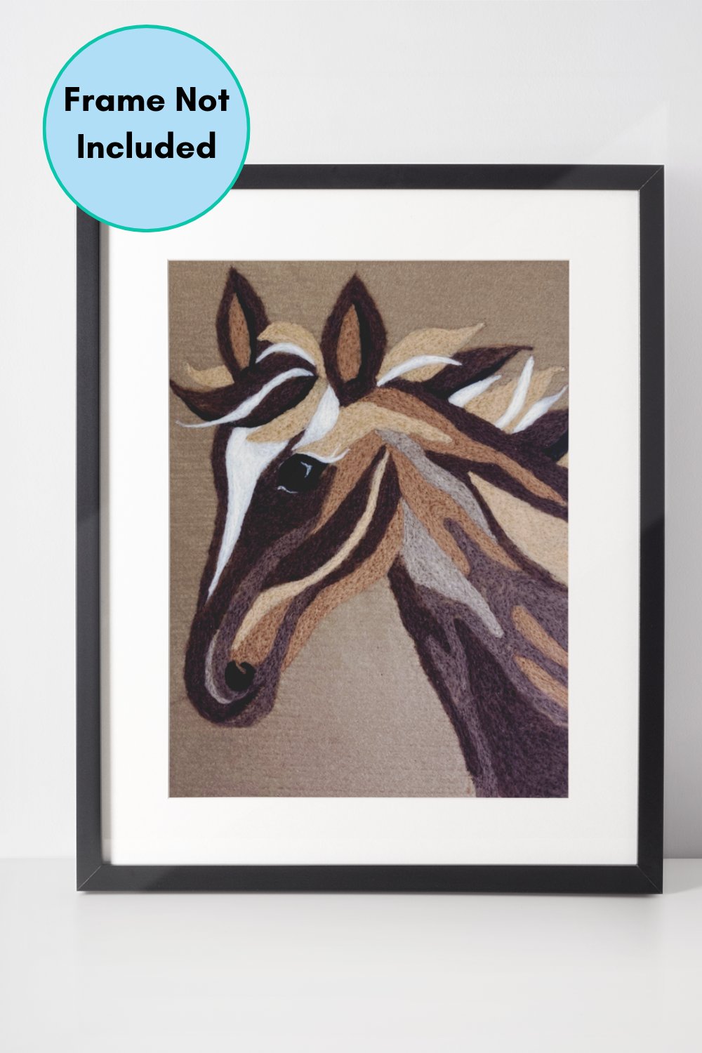 Horse Canvas Needle-Felting Kit | Color: Brown | 100% Wool & Recycled Plastic | 10 x 13 inches