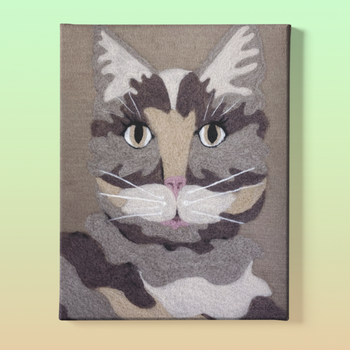 Cat Needle-Felting Kit | Color: Brown | 100% Wool & Recycled Plastic | 10 x 13 inches