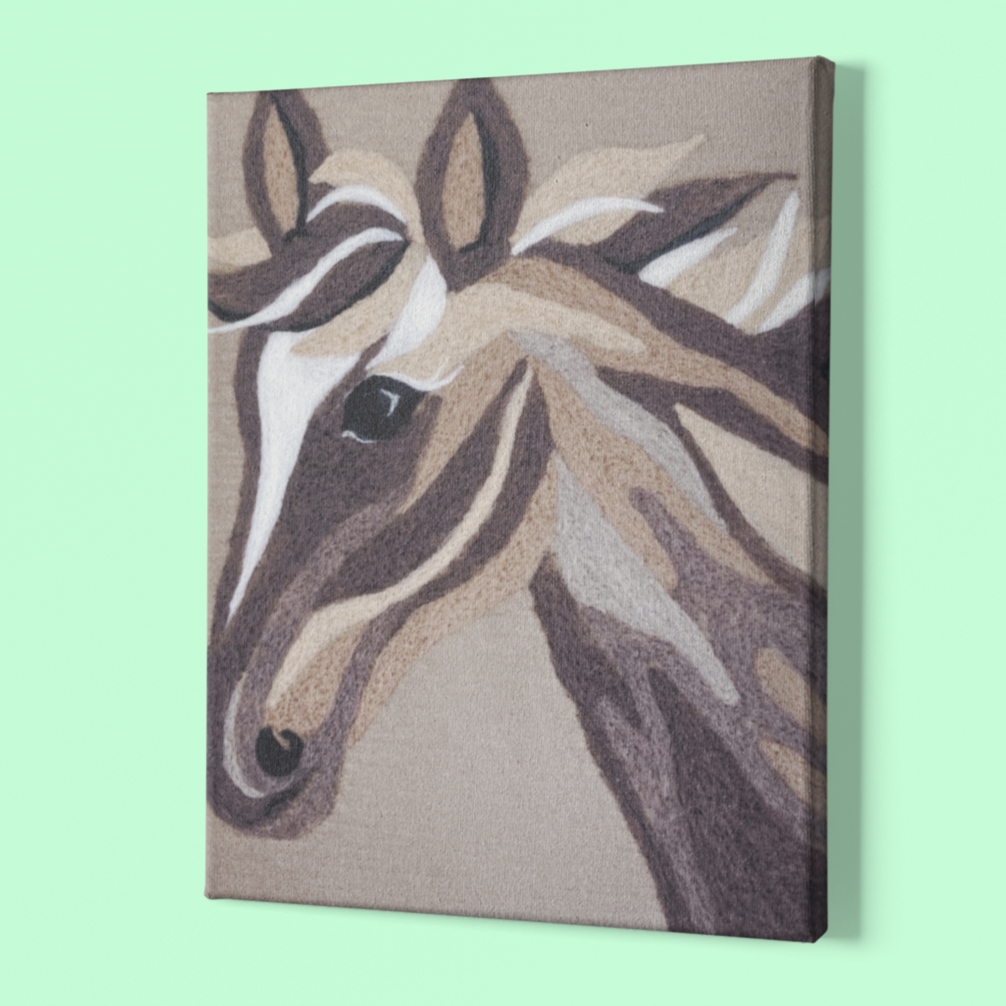 Horse Canvas Needle-Felting Kit | Color: Brown | 100% Wool & Recycled Plastic | 10 x 13 inches