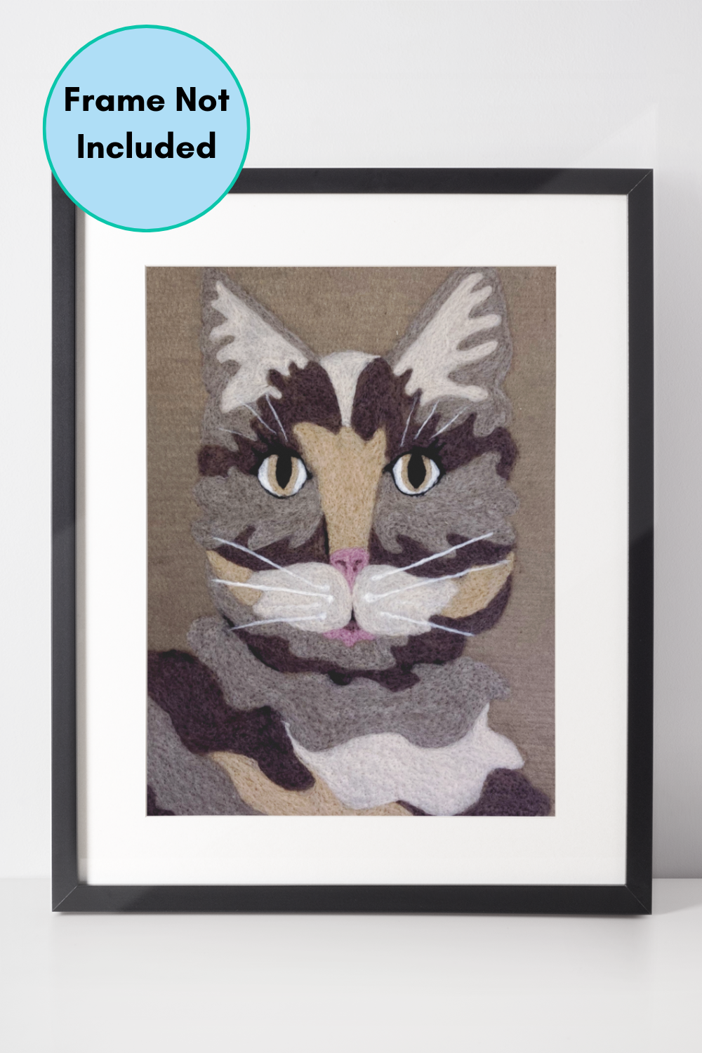 Cat Needle-Felting Kit | Color: Brown | 100% Wool & Recycled Plastic | 10 x 13 inches