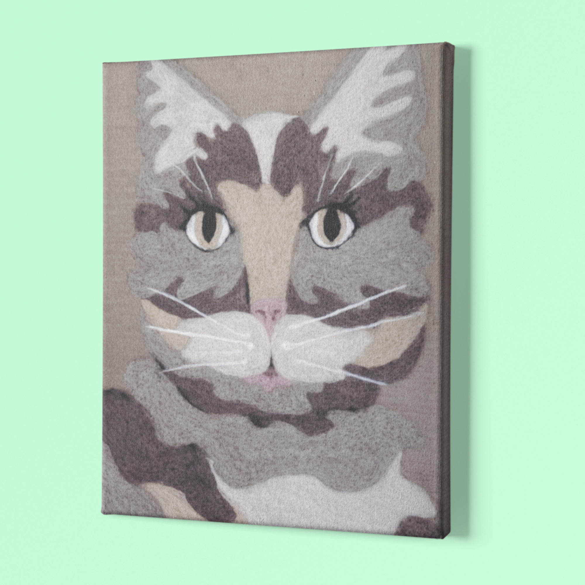 Cat Needle-Felting Kit | Color: Brown | 100% Wool & Recycled Plastic | 10 x 13 inches