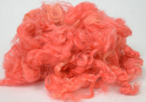 CORAL- Hand-Dyed Wool Locks- Needle Felting, Wet Felting, Fiber Art