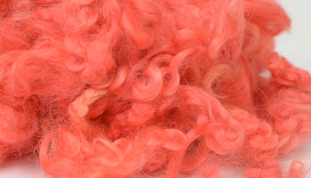 CORAL- Hand-Dyed Wool Locks- Needle Felting, Wet Felting, Fiber Art