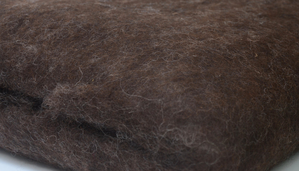 NATURAL DARK BROWN- American Farm, Medium Grade Wool Batt- Needle Felting, Wet Felting, Spinning