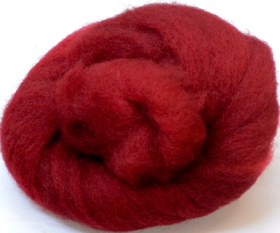 FIRE RED- American Farm Wool- Medium Grade Wool Roving for Felting, Spinning, Weaving, Fiber Art