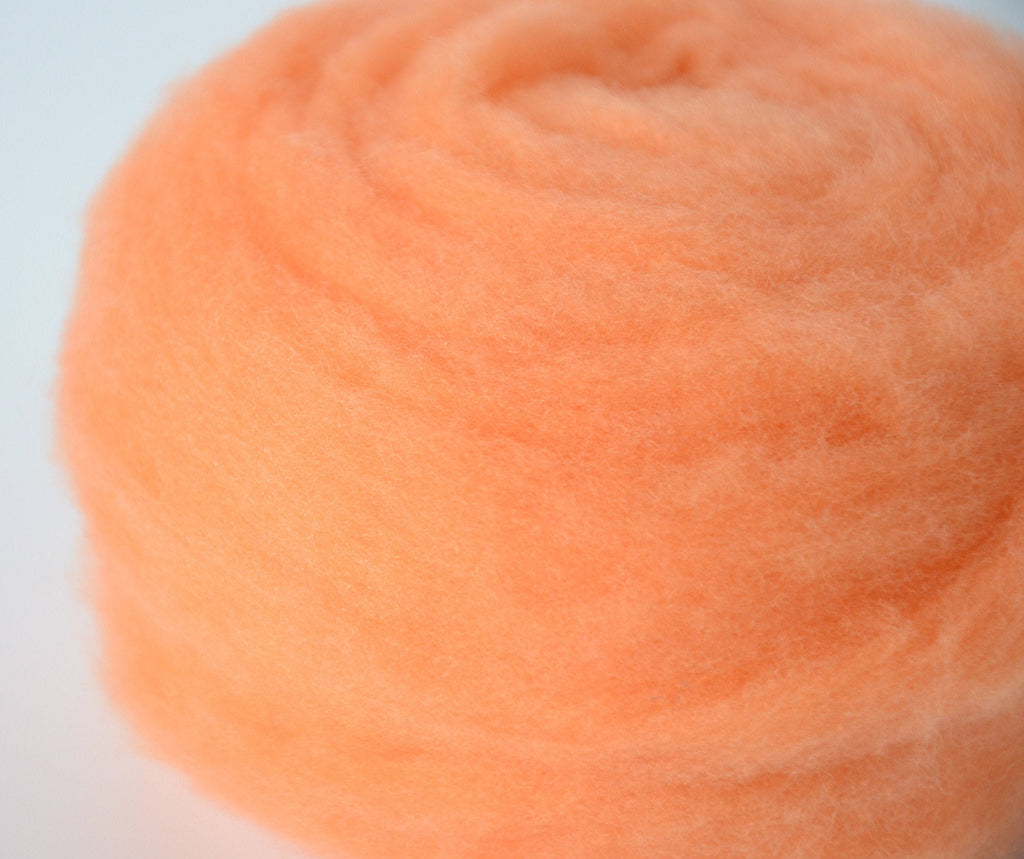 PEACH- American Farm Wool- Merino Wool Roving for Felting, Spinning, Weaving, Fiber Art
