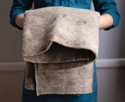 NATURAL BROWN- Kentucky Wool Prefelt, 2 X 3 ft.- for needle felting - craft backing made on a Feltloom from small farm wool