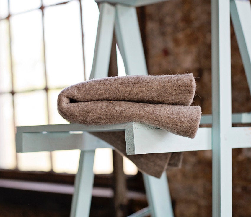 NATURAL BROWN- Kentucky Wool Prefelt, 18 X 24 in.- for needle felting - craft backing made on a Feltloom from small farm wool